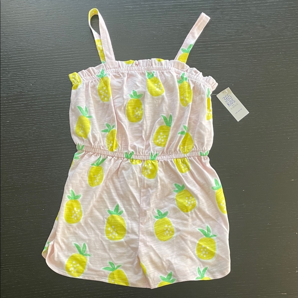 Pineapple Print Kids Romper - Light Pink and Yellow